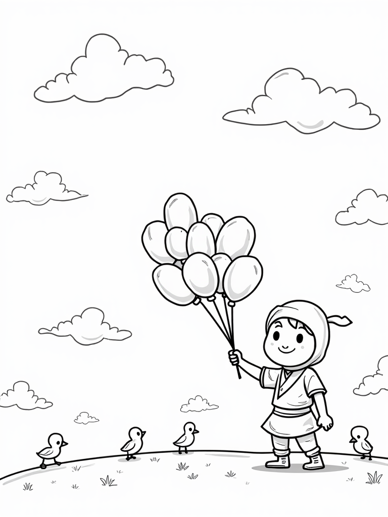 Ninja creating balloon animals