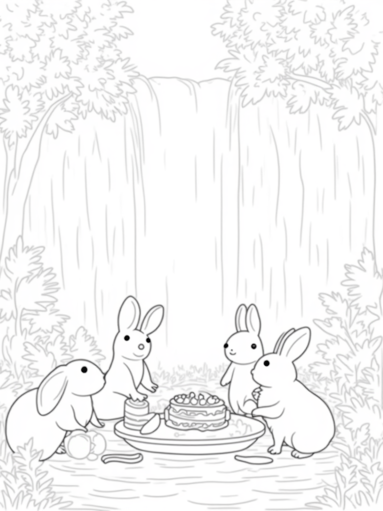 Rabbits celebrating Thanksgiving coloring pages
