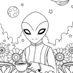 Venom’s Galactic Garden Tea Ceremony Coloring Page
