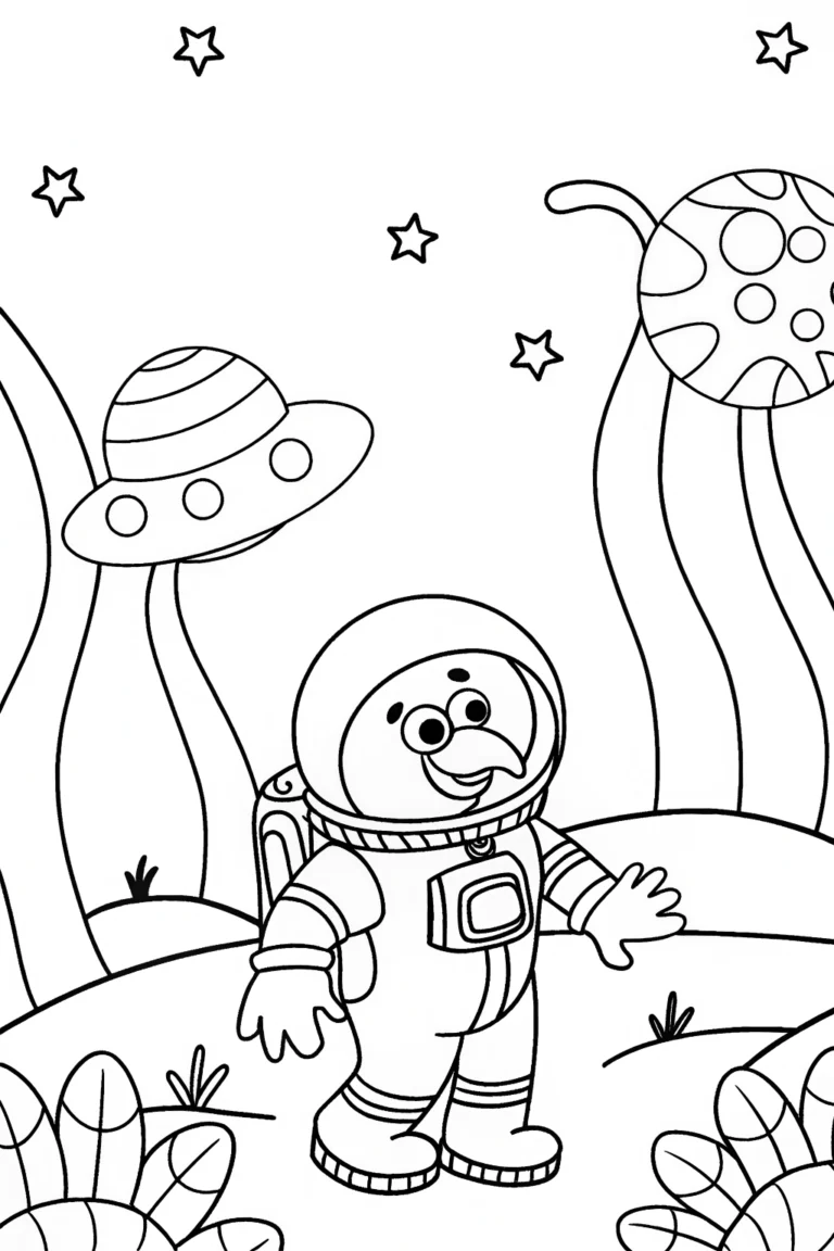 Turkey astronaut exploring space coloring pages