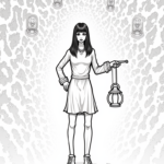 Wednesday Addams in a mirror maze