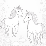 Unicorns exploring an aquarium
