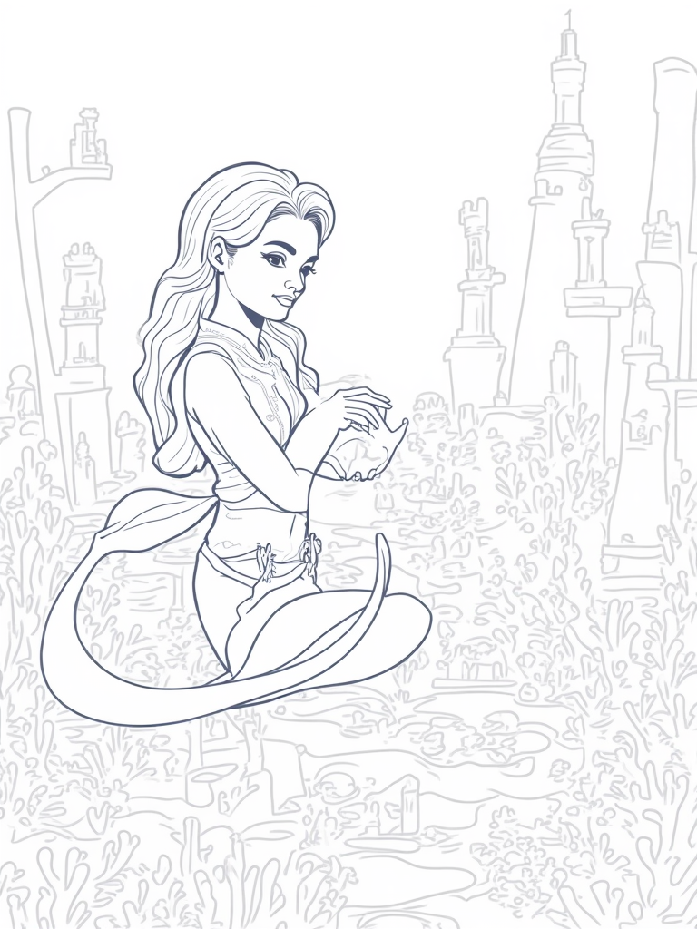 Mermaid architect designing cities