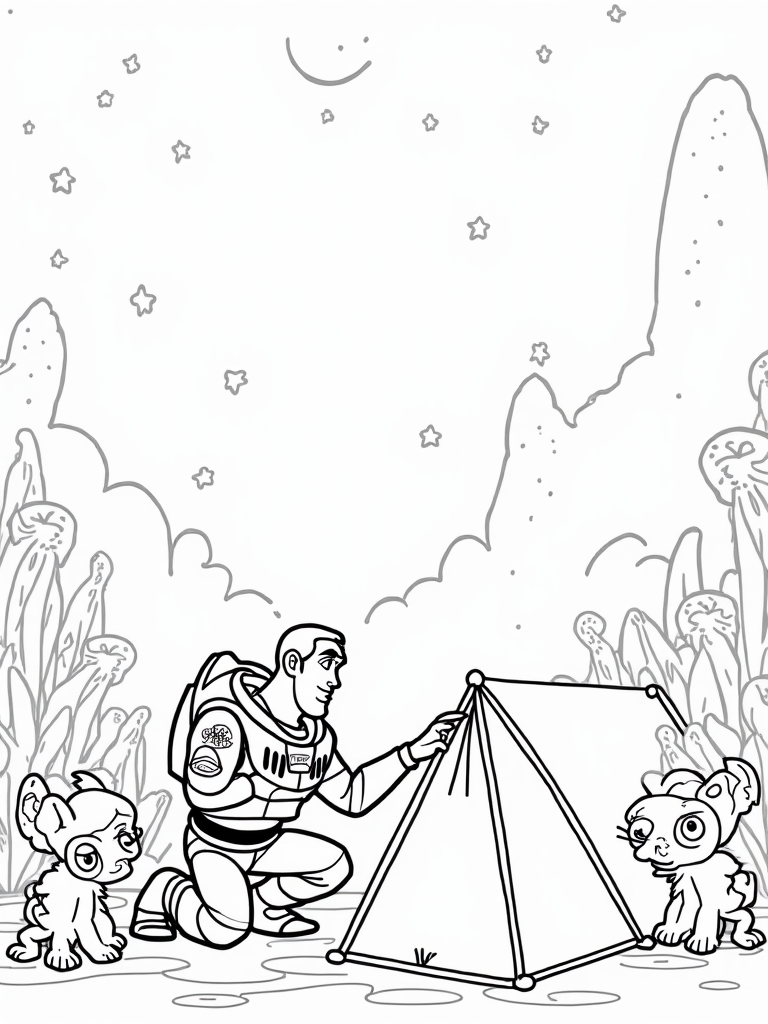 Buzz Lightyear camping in space