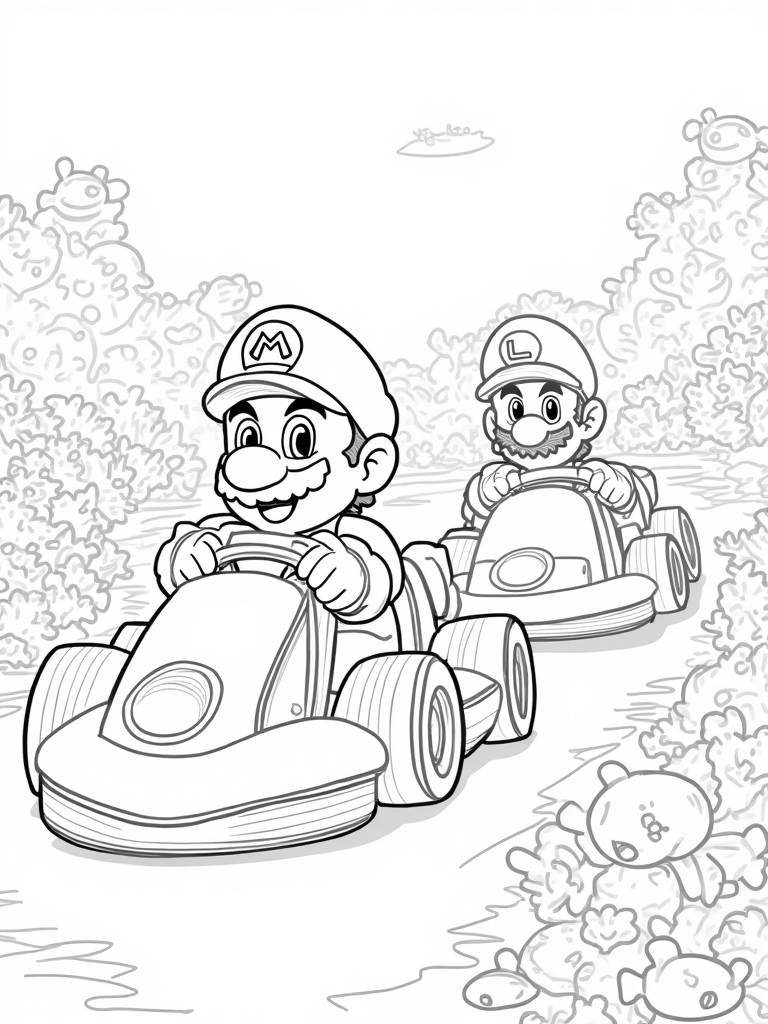 Mario and Luigi underwater racing