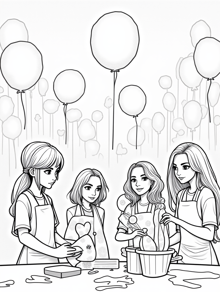 Rainbow High students in a balloon factory