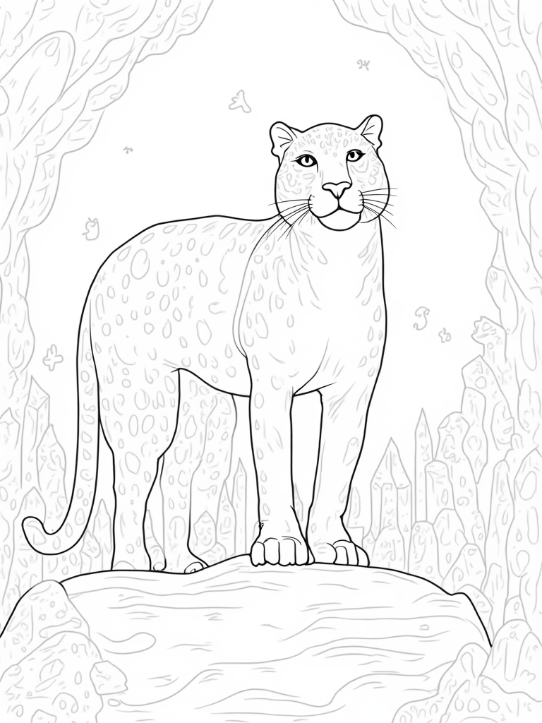 Black Panther in a crystal cavern