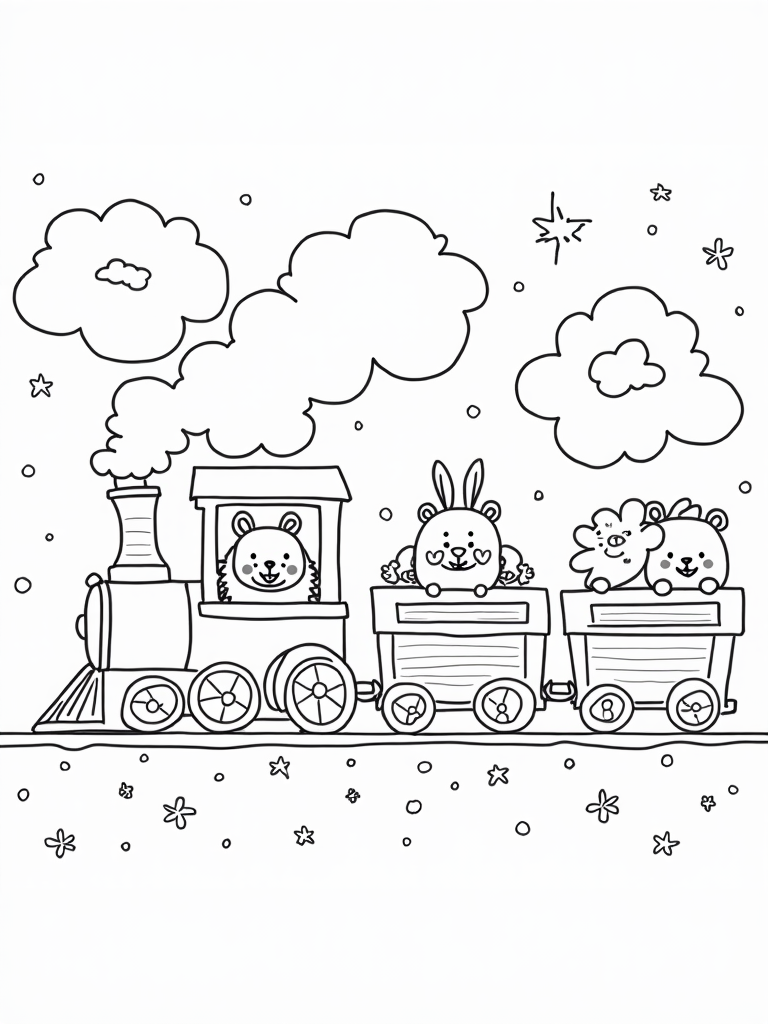 Rainbow train journey with animals