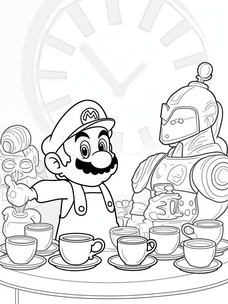 Mario at a time travel tea party