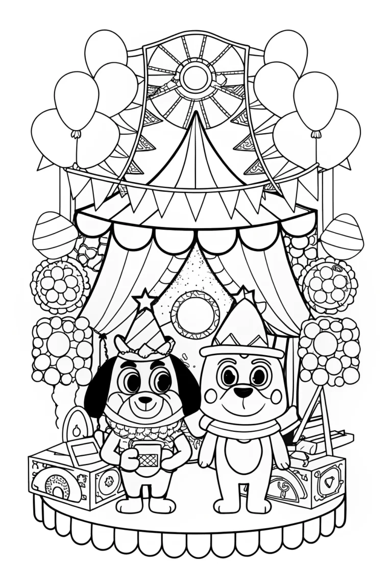 Bluey and Bingo's music festival Coloring Page - Free & Printable