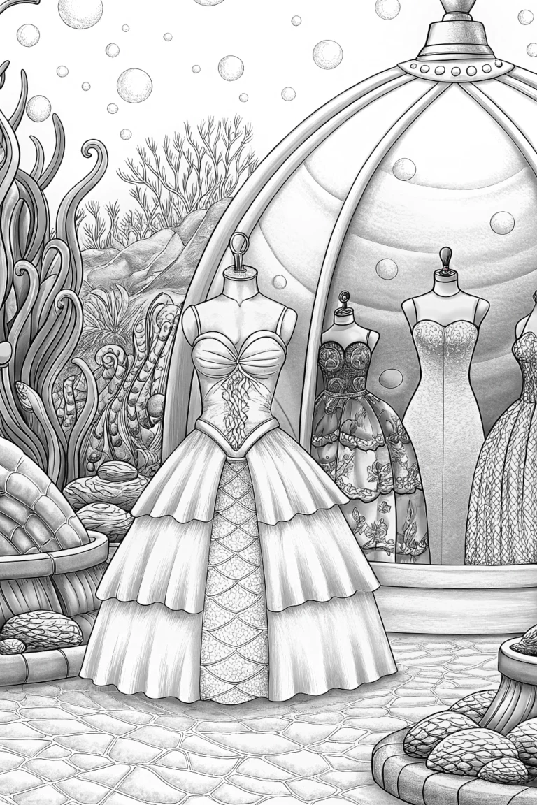 coloring pages of fashion dresses 40 Elegant Floral Wedding Dresses Grayscale Coloring Pages Printable for  Adults, PDF File Instant Download