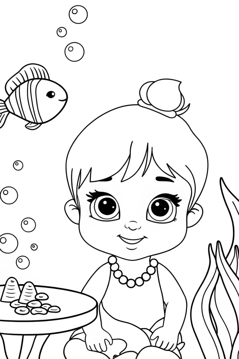 Baby's underwater tea party Coloring Page - Free & Printable