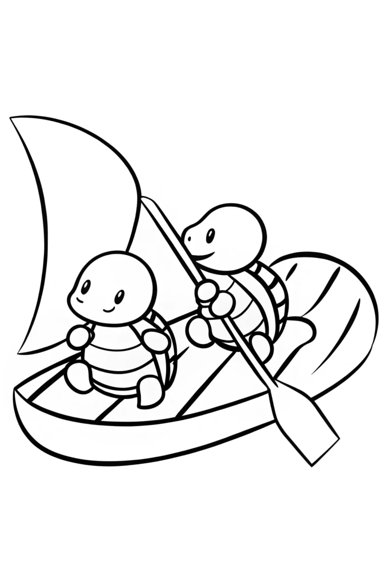 Tiny turtles on a raft adventure Coloring Page - Free & Printable