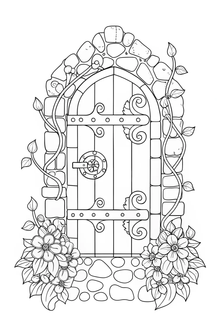 Coloring — The Girl Whose Garden Comes Alive, image size:768x1152