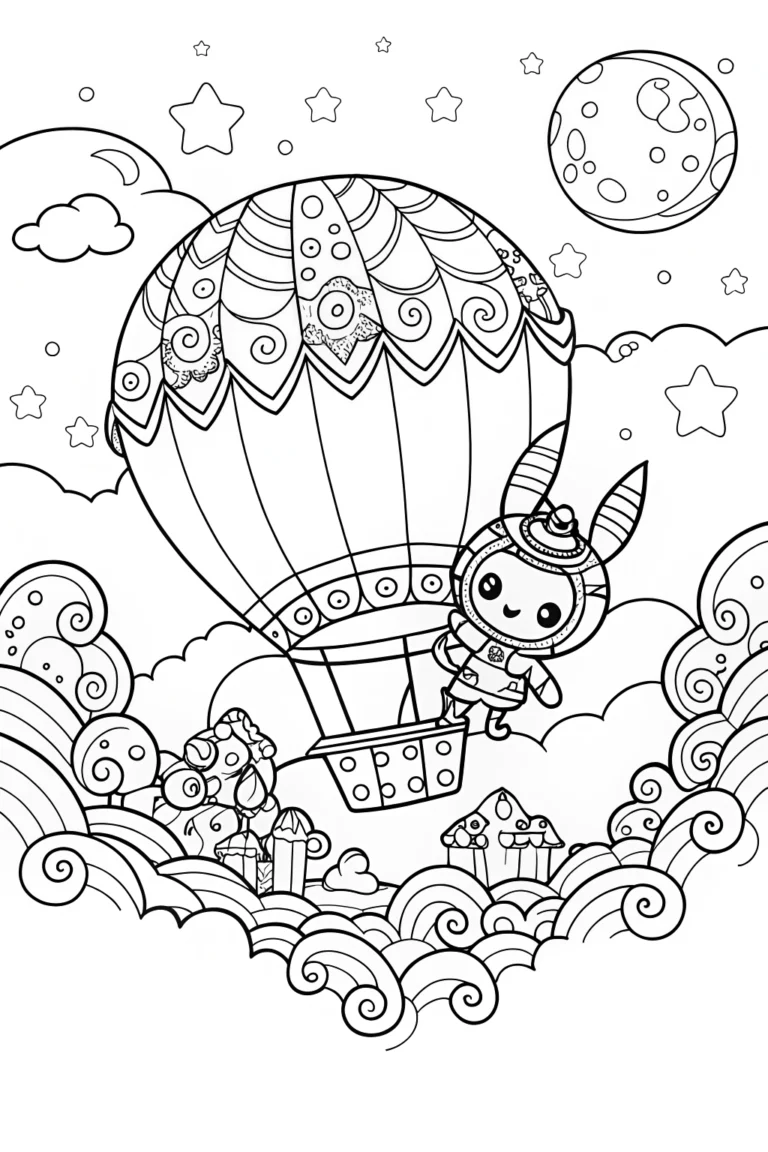 Kuromi's skywriting adventure Coloring Page - Free & Printable