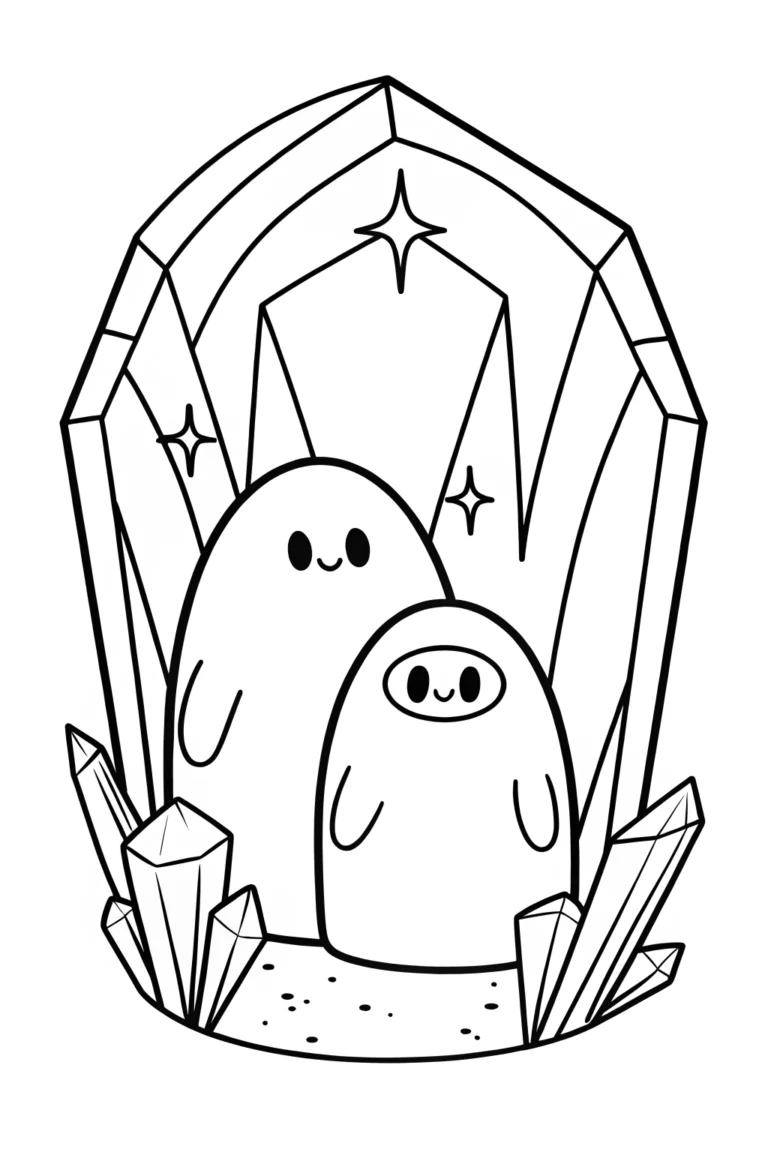 Rainbow Friends in the crystal cavern Coloring Page - Free & Printable