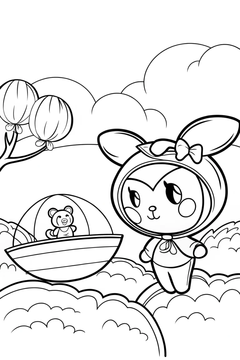 Kuromi exploring dream islands Coloring Page - Free & Printable