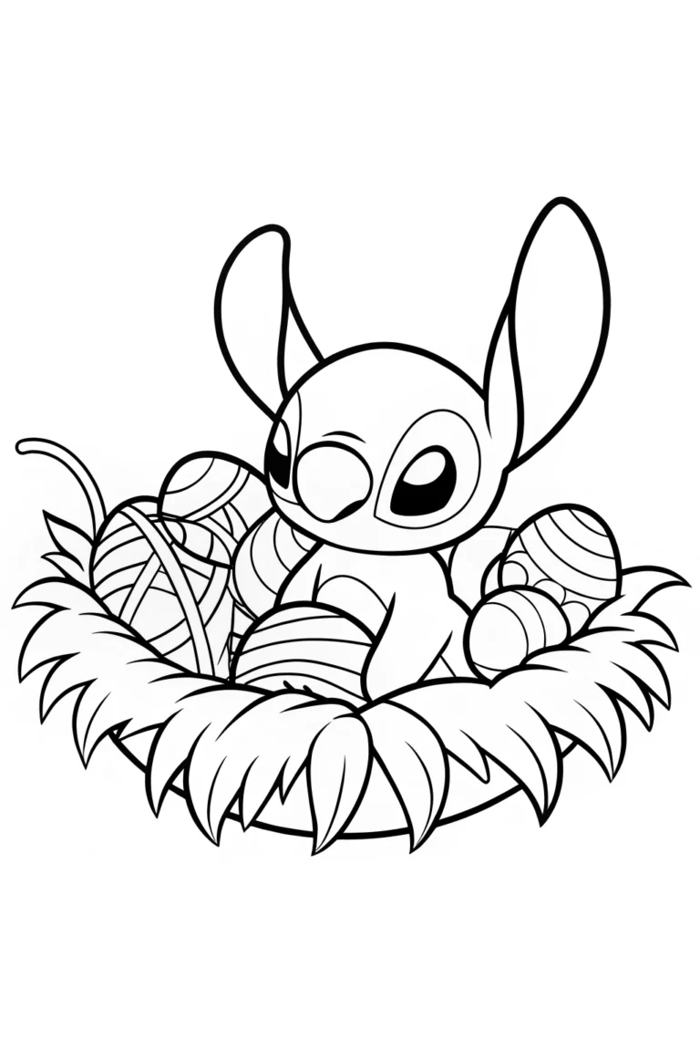 Stitch in a garden of threads Coloring Page - Free & Printable