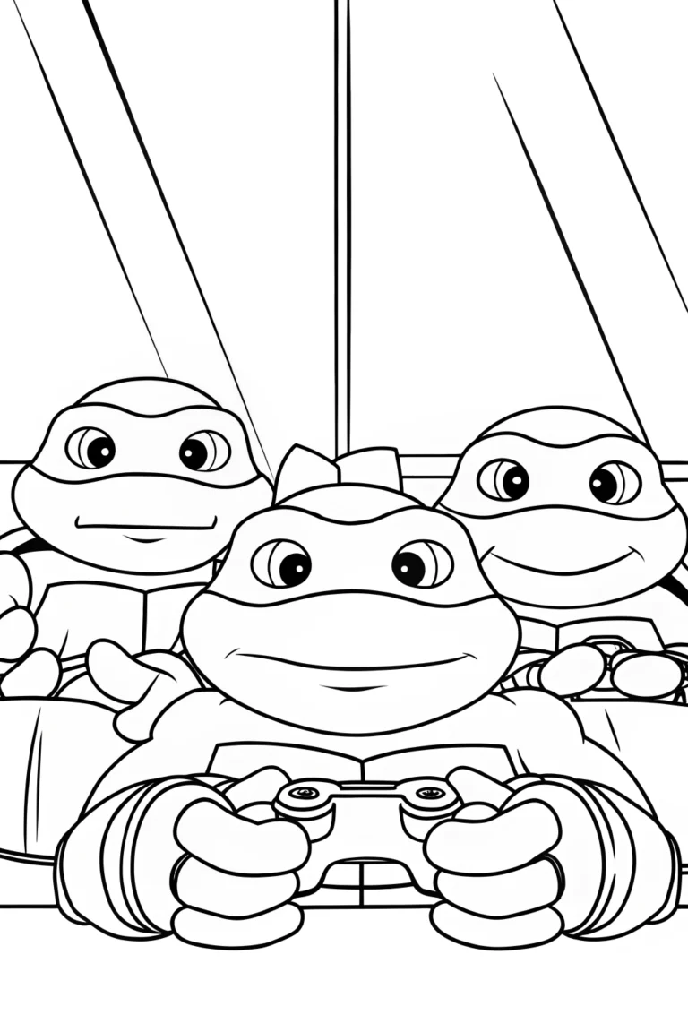 Teenage Mutant Ninja Turtles gaming Coloring Page - Free \u0026 Printable, image size:768x1152