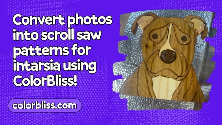 Stuart uses ColorBliss to convert photos into scroll saw patterns for intarsia