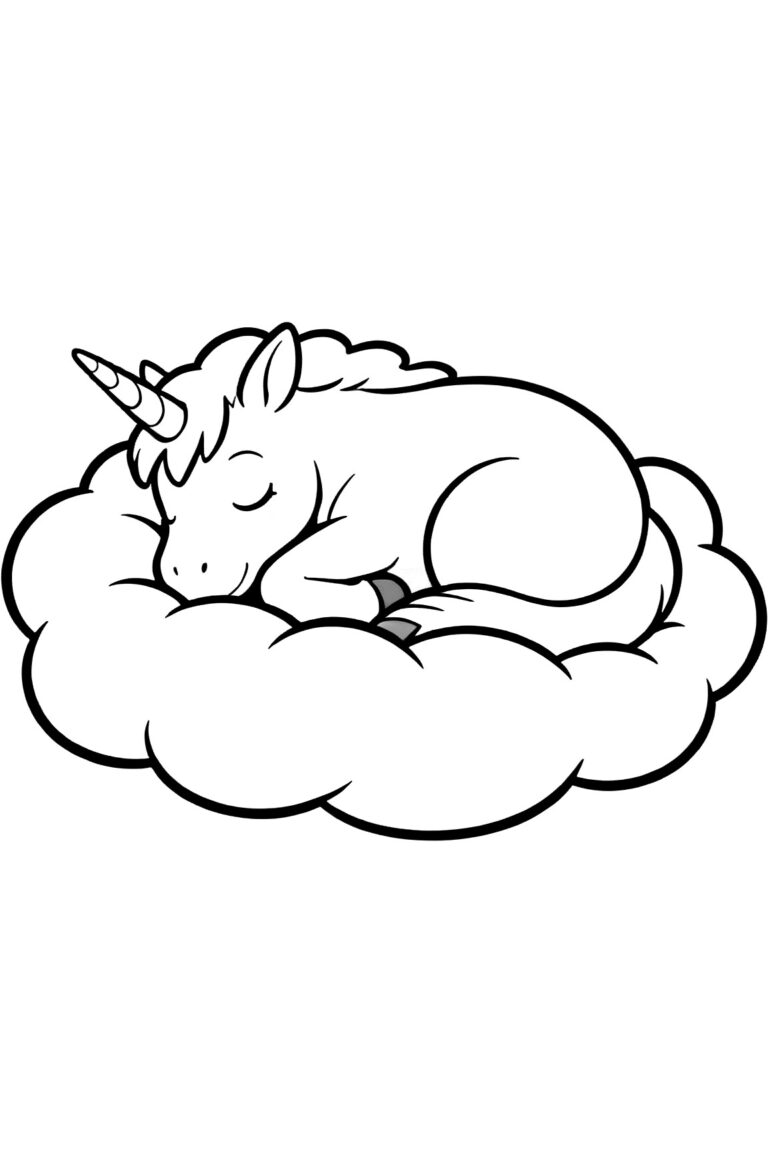 Dreamy Unicorn Cloud Coloring Page - Free & Printable