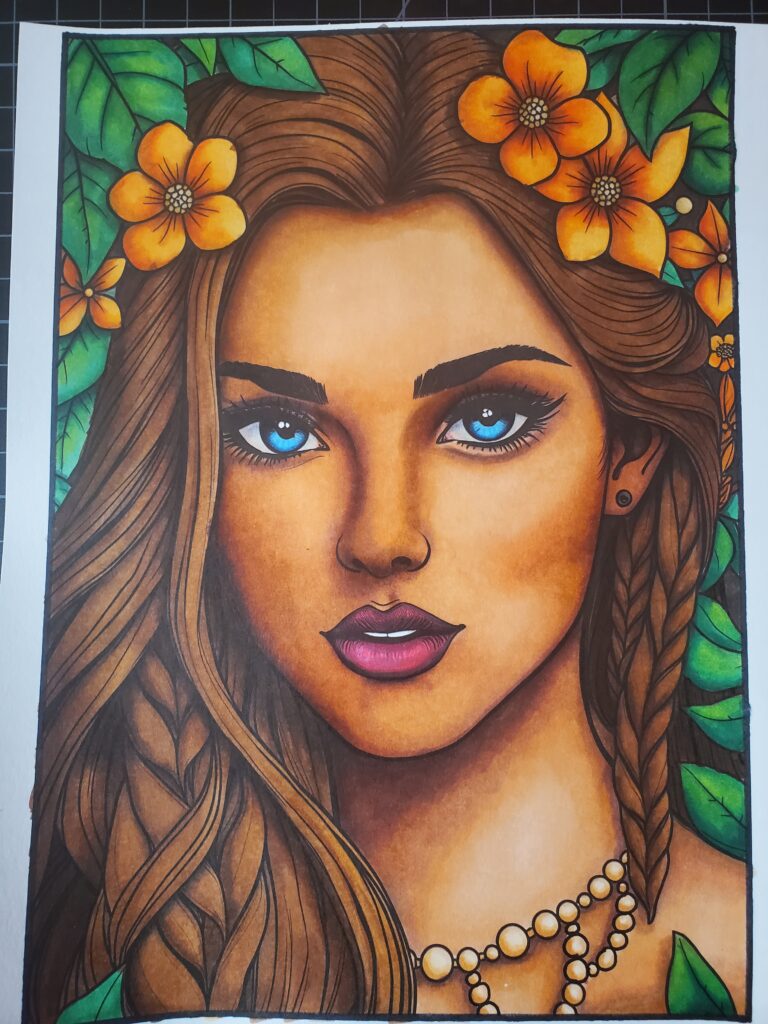 Woman with flowers portrait
