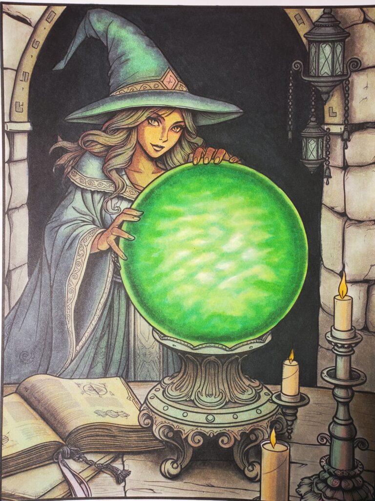 Witch with green crystal ball