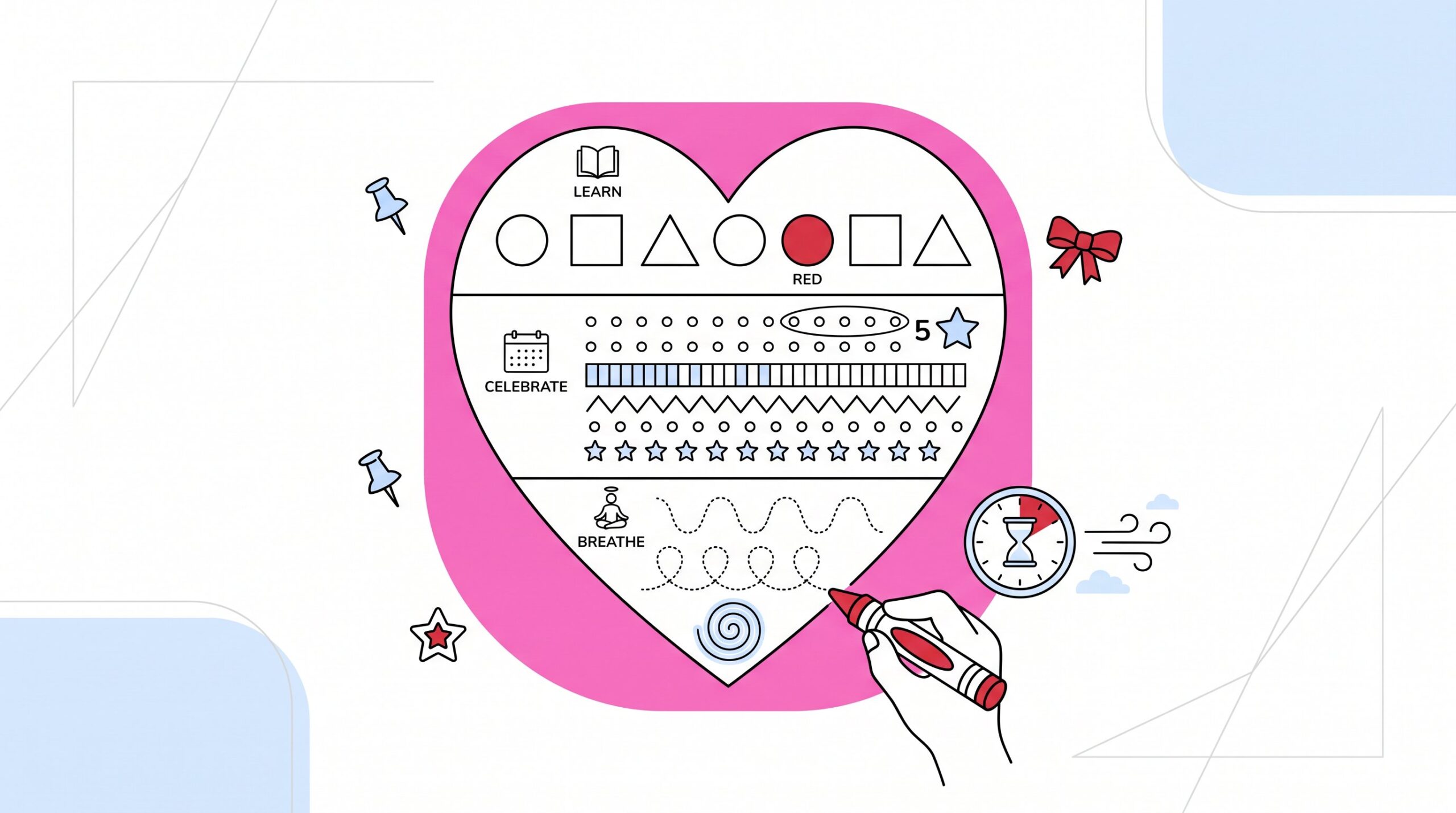 Heart coloring page used for learning, holidays, and calming activities.