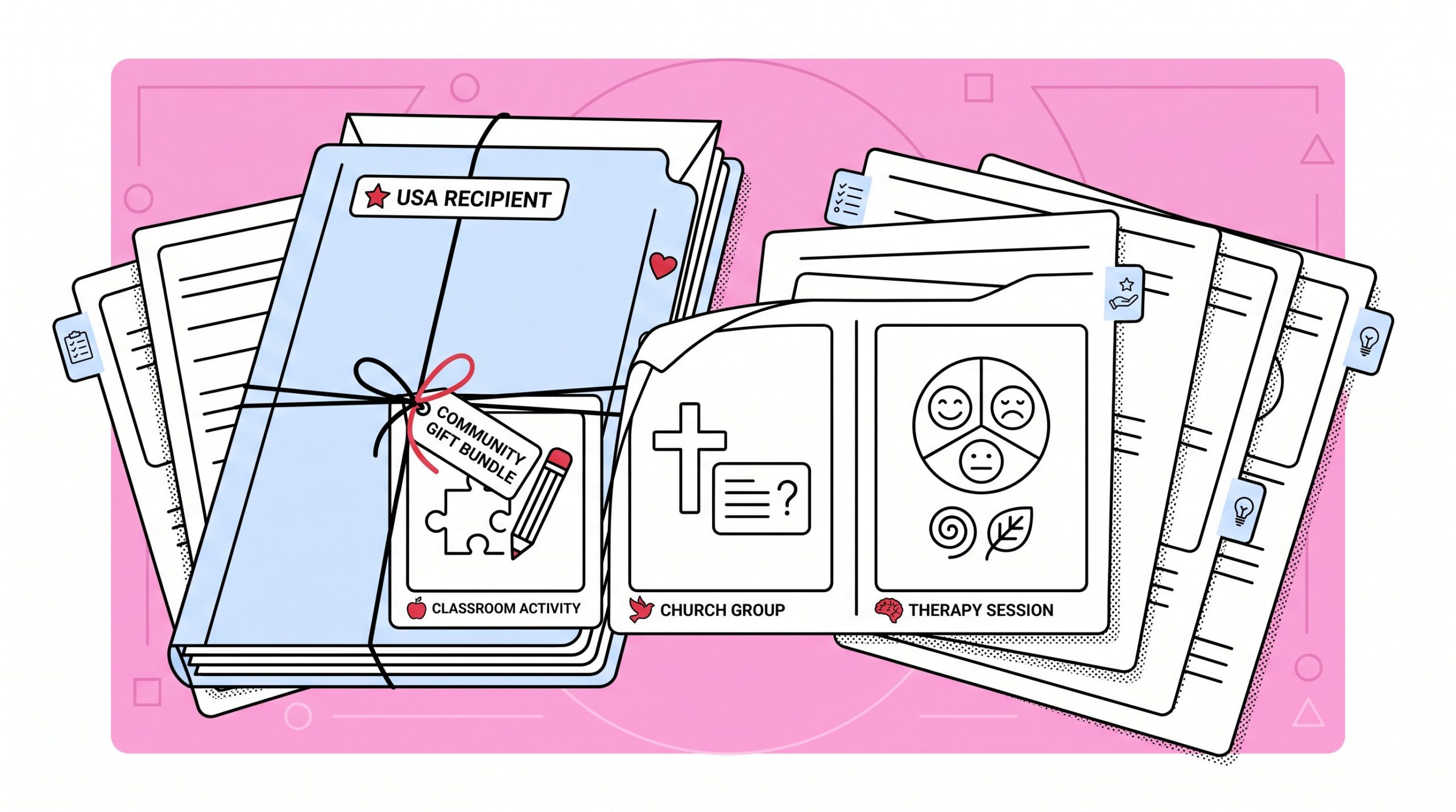 Labeled activity bundle with printable pages for classroom, church, and therapy groups.