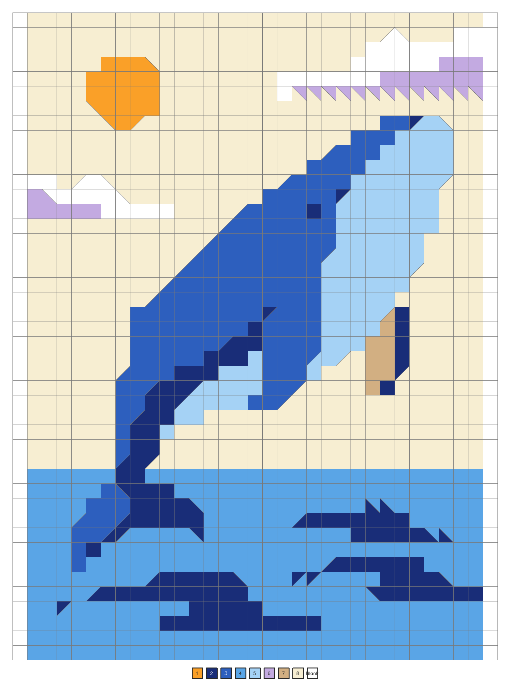 The answer key showing a blue whale jumping out of the ocean